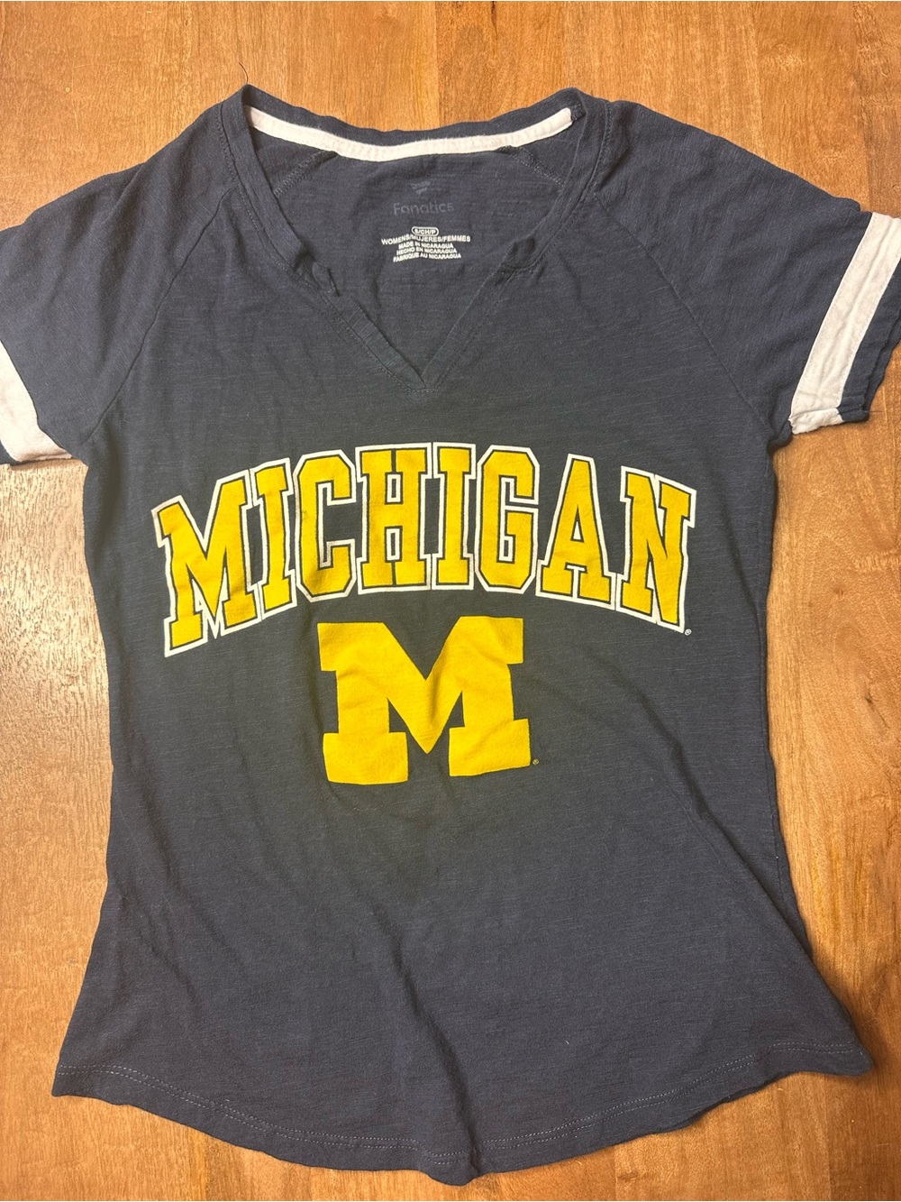 Fanatics Navy and Yellow Michigan V-Neck Tee